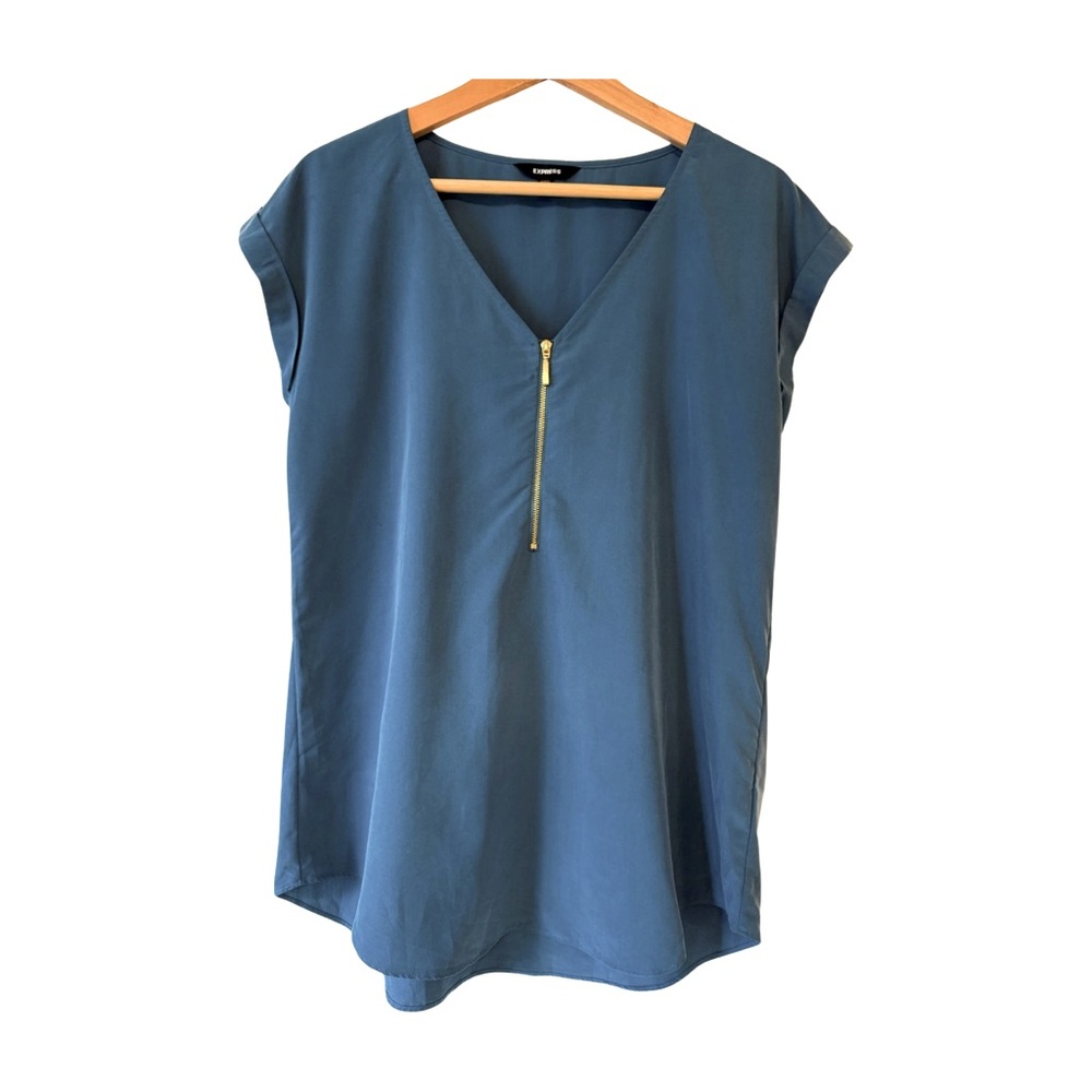 Express Blue Zippered Blouse